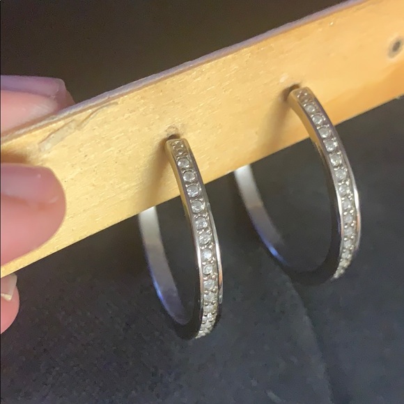 Silver crystal hoop earrings - Picture 2 of 3